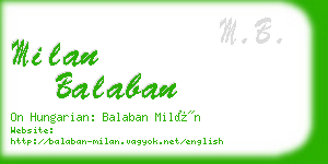 milan balaban business card